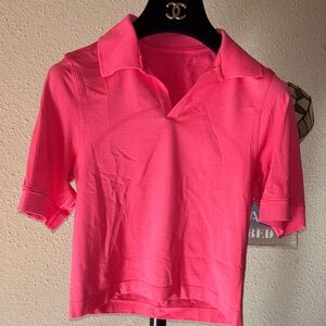 ALO Yoga Vibrant Pink Short Sleeve Polo